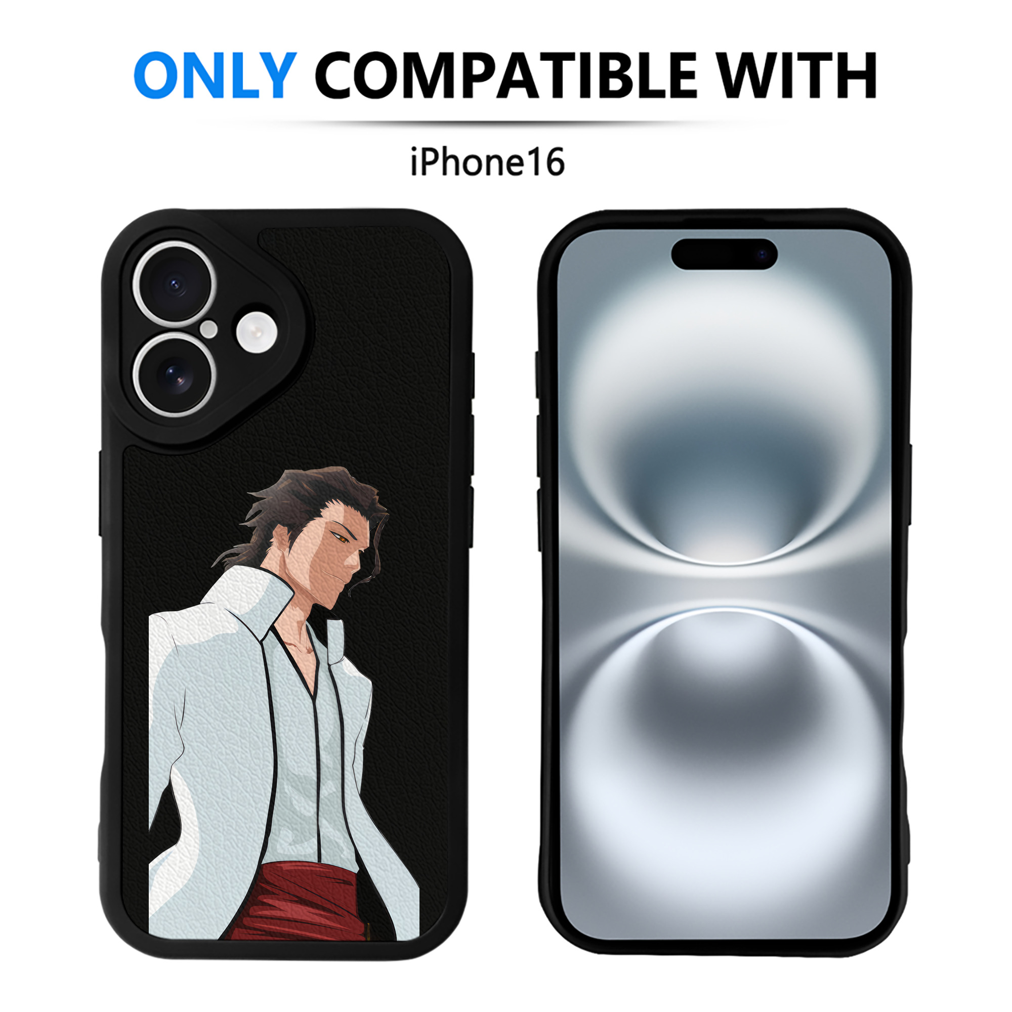 （画像用） ブリーチ 藍染 惣右介（あいぜん そうすけ） BLEACH Aizen Sousuke 【iPhone 16シリーズ対応】シリコンスマホケース（レザー調） 材質：シリコン